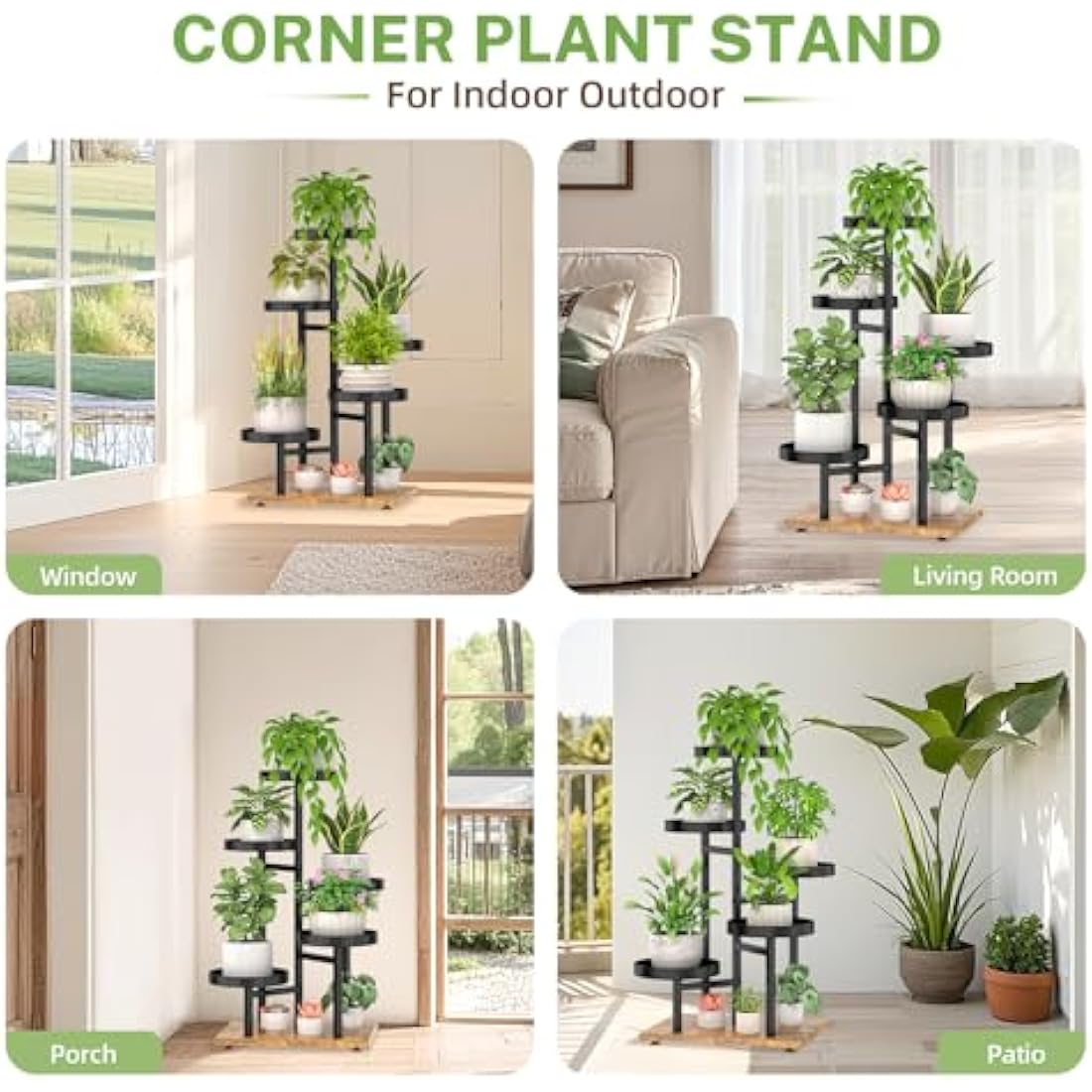 iDavosic.ly 5 Tier Plant Stand – Tall Metal & Wood Corner Display Rack