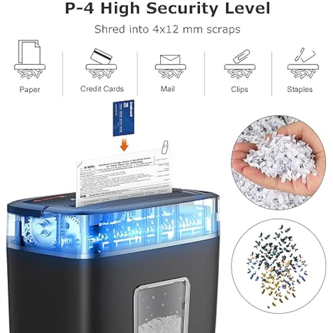 Bonsaii Micro-Cut Paper Shredder | 6-Sheet P-4 High Security (C261-D)