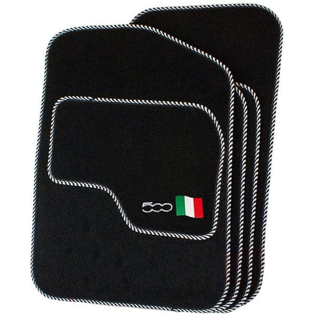 Fiat 500 (2013-2020) Tailored Black Car Mats - 500 Logo