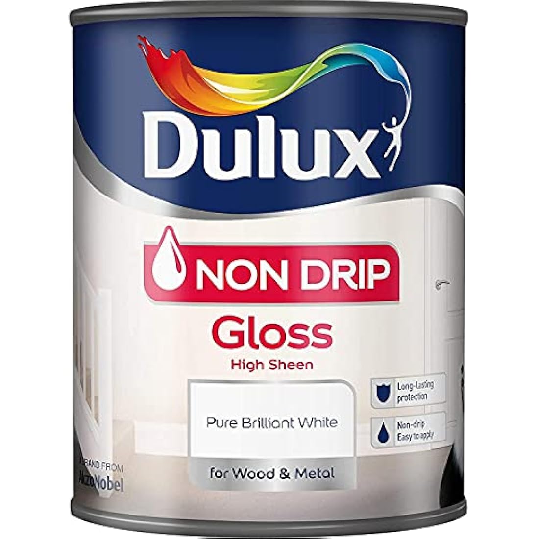 Dulux Non Drip Gloss Wood and Metal Paint - Pure Brilliant White 2.5L