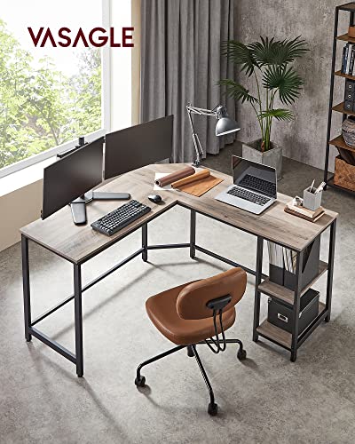VASAGLE L-Shaped Computer Desk – Corner Gaming Workstation, Greige