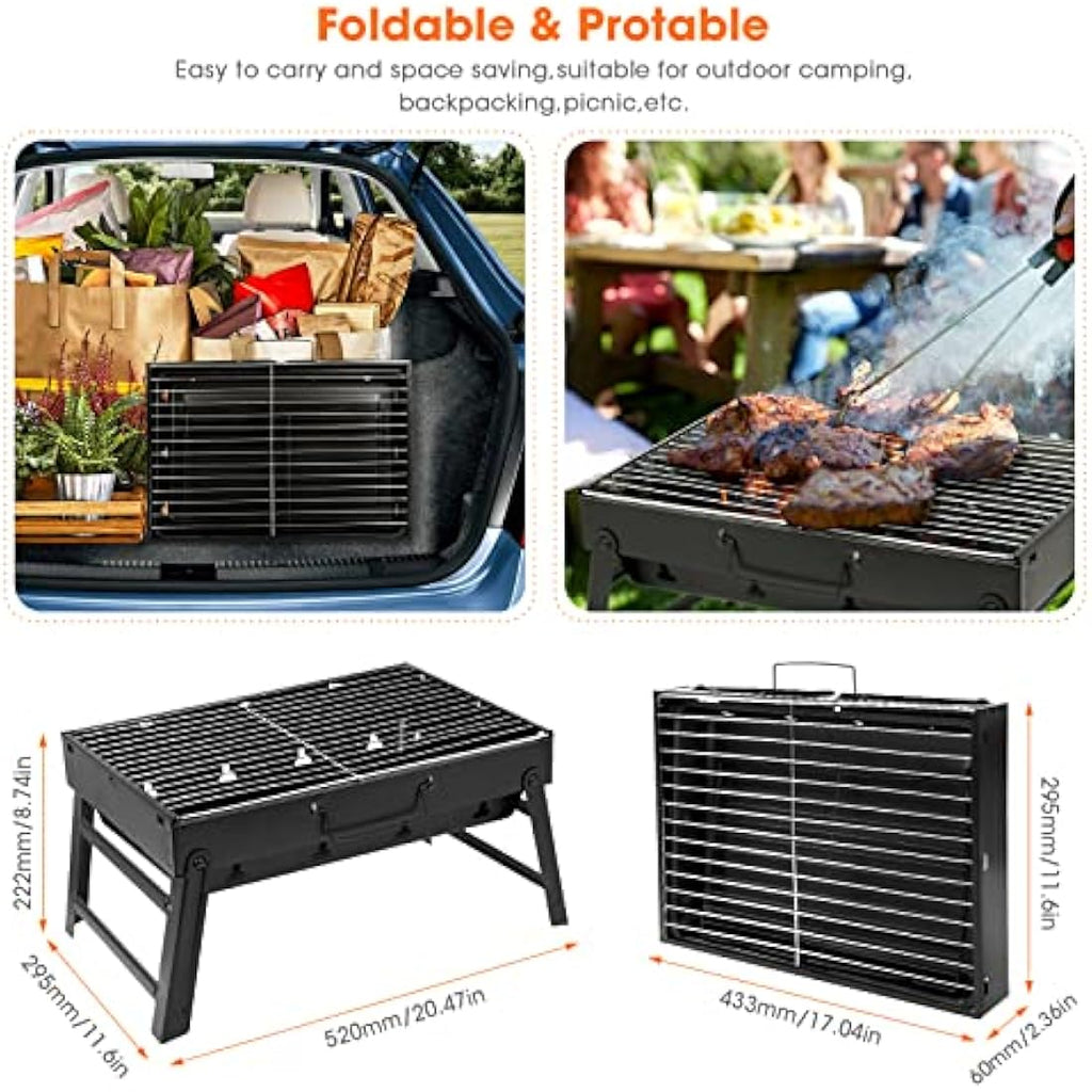 Jolof Store Portable Charcoal BBQ Grill – Foldable Stainless Steel