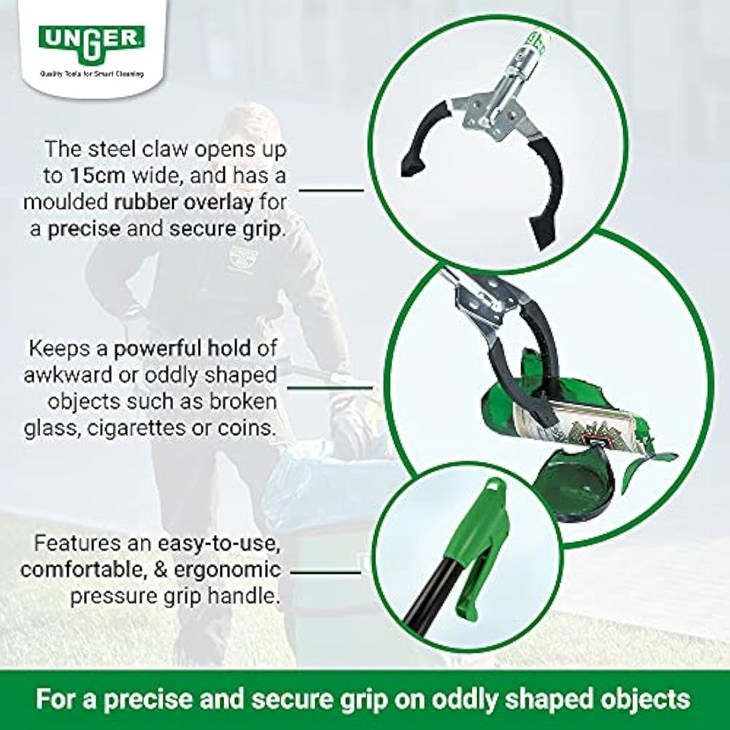 UNGER NiftyNabber Pro Heavy Duty Litter Picker – Steel Reacher Grabber