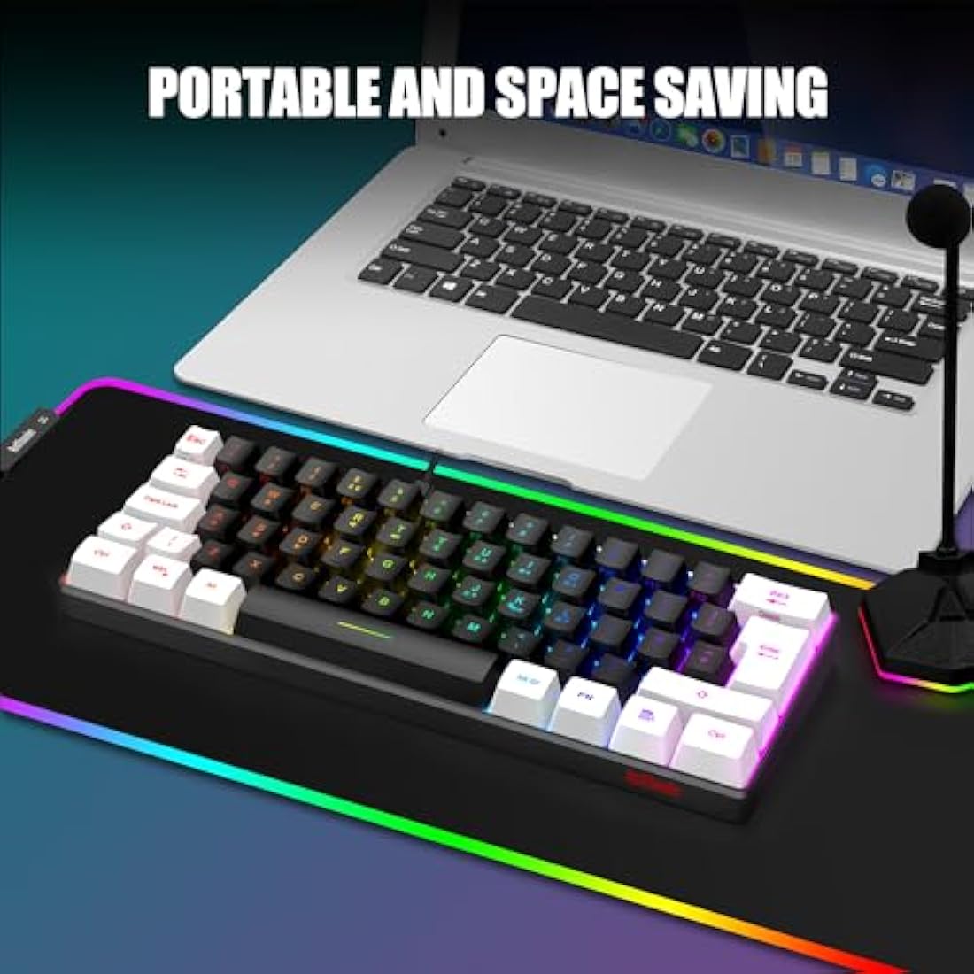 RedThunder 60% RGB Gaming Keyboard and Mouse Combo – UK Layout, Black-White