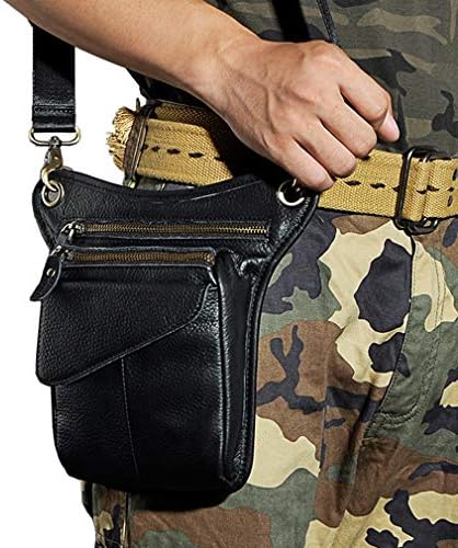 Jolof Store Leather Drop Leg Bag – Motorcycle Waist Pack for Hiking, Black