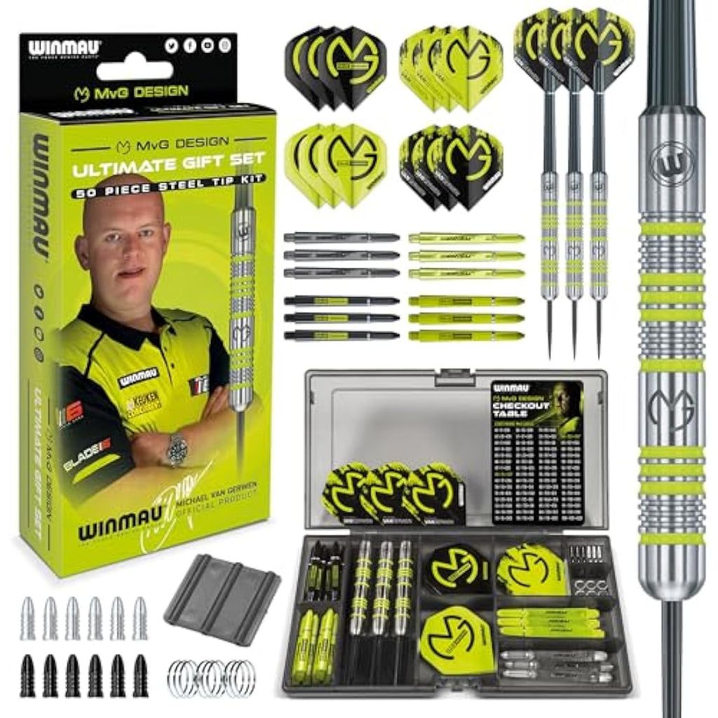 Winmau Michael Van Gerwen MvG 50-Piece Dart Set | Steel & Soft Tip