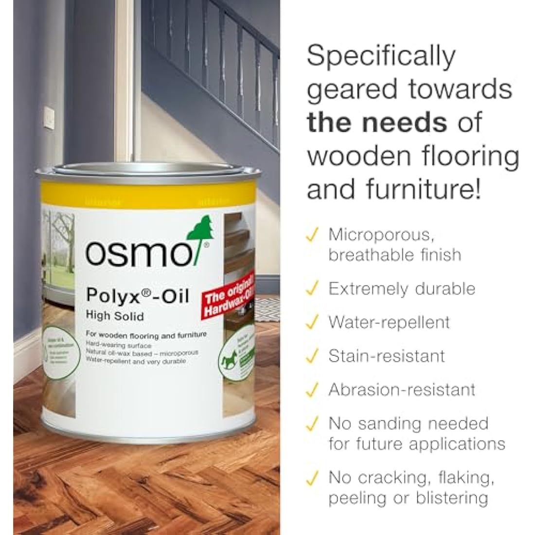 Osmo Polyx-Oil Hard Wax Oil – Clear Satin Wood Finish, 750ml