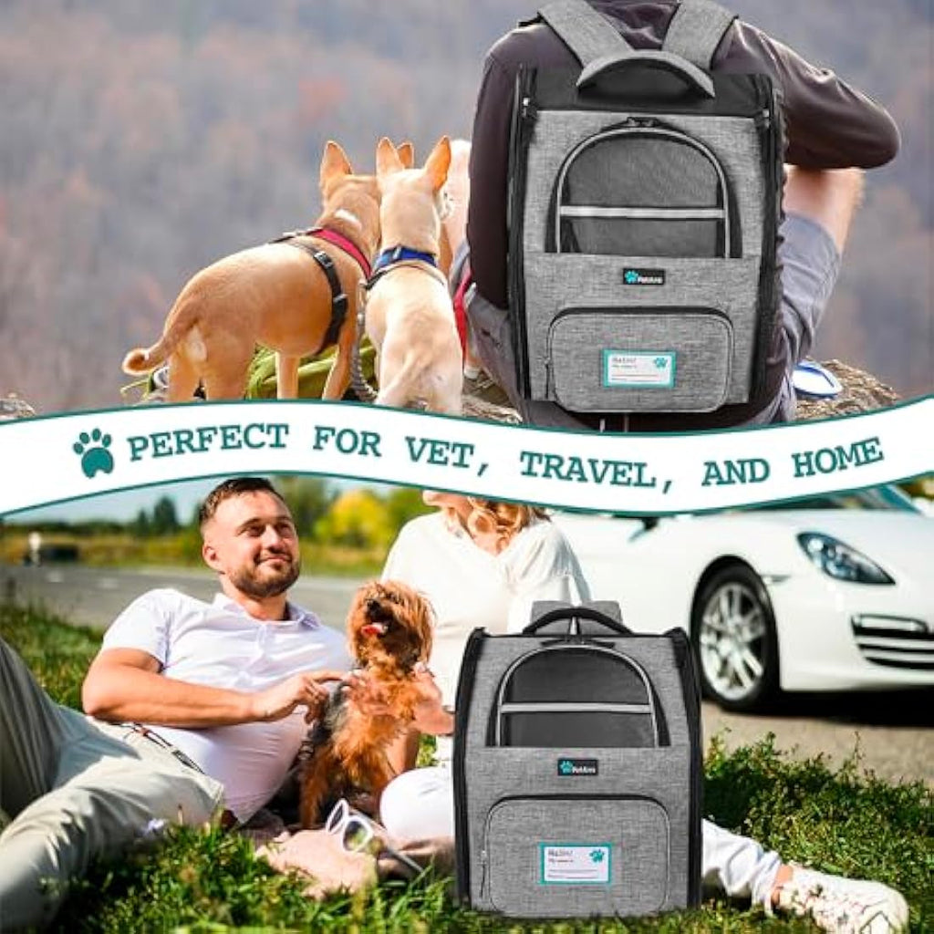 PetAmi Deluxe Pet Carrier Backpack - Ventilated Airline Approved - Heather Gray
