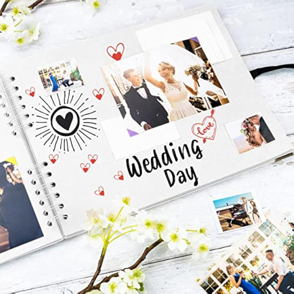 Square Scrapbook Photo Album – 50 White Pages Hardcover