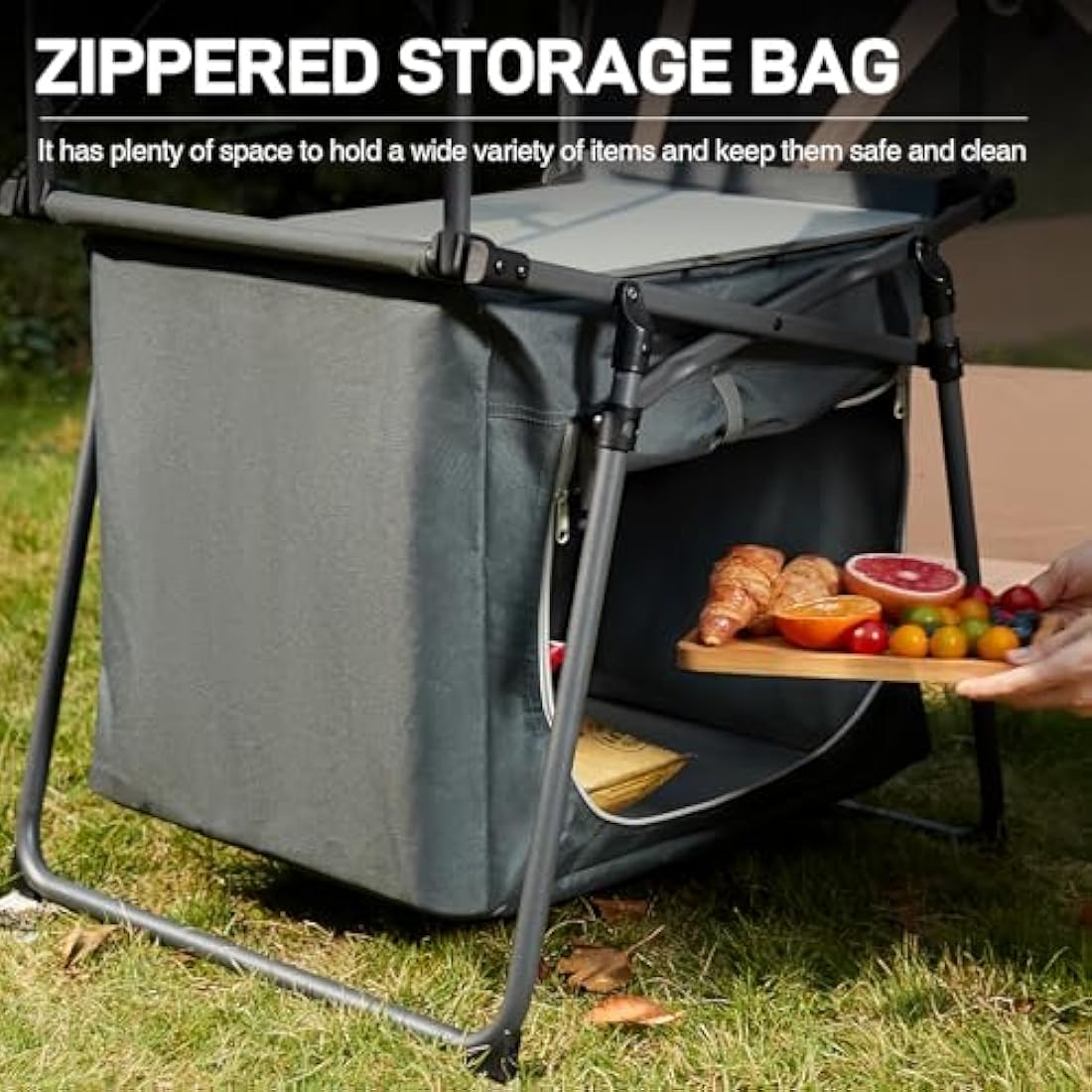 Ever Advanced Folding Camping Kitchen Table with Windscreen and Storage