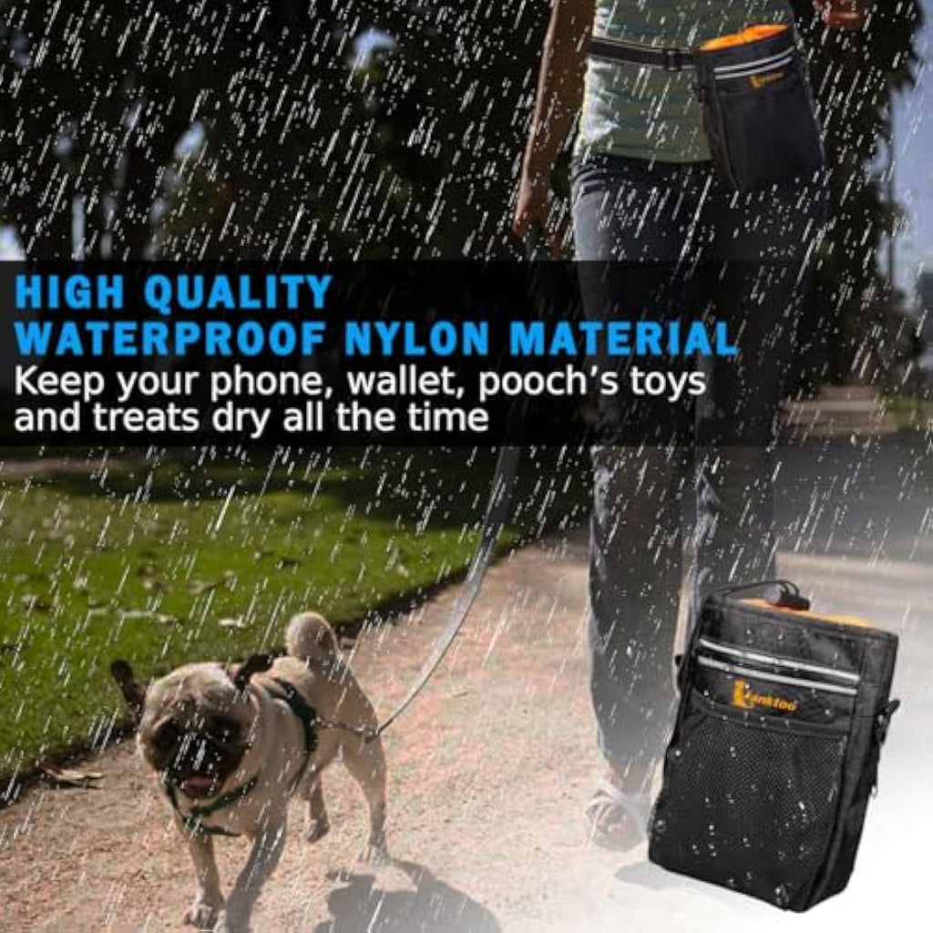 Lanktoo Dog Treat Pouch Bag with Poop Bag Holder - Waterproof Training Bag