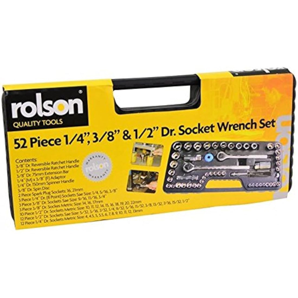 Rolson 36159 52-Piece 1/4" & 1/2" Drive Socket Set for Mechanics
