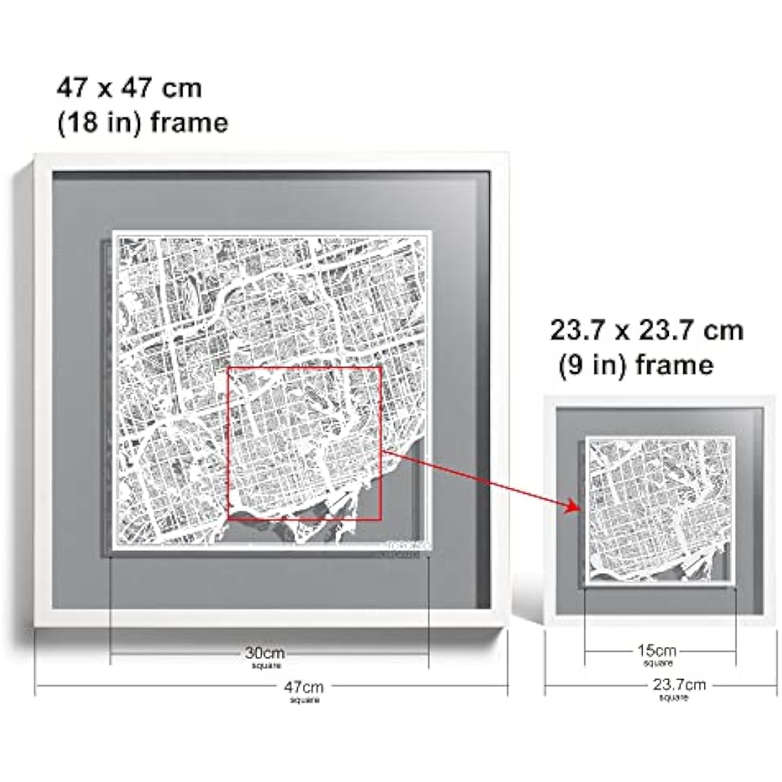 Toronto Paper Cut Map Wall Art | Jolof Store Framed 3D Paper Art