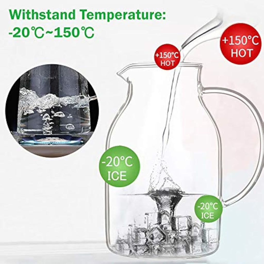 Jolof Store 105oz Glass Pitcher | Borosilicate Stovetop Safe Carafe