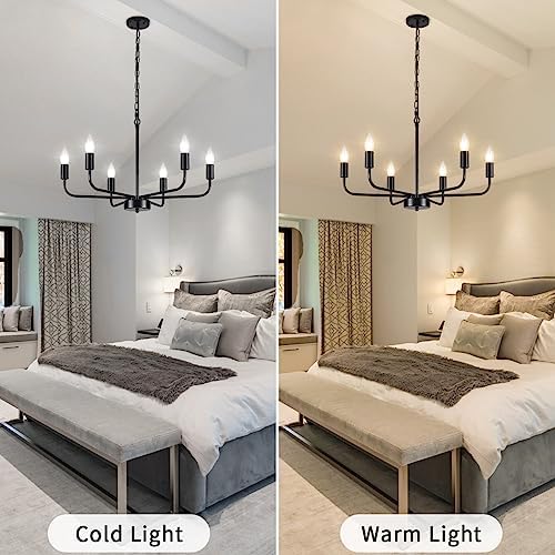 MRHYSWD 6-Light Black Vintage Chandelier | Adjustable Industrial Pendant