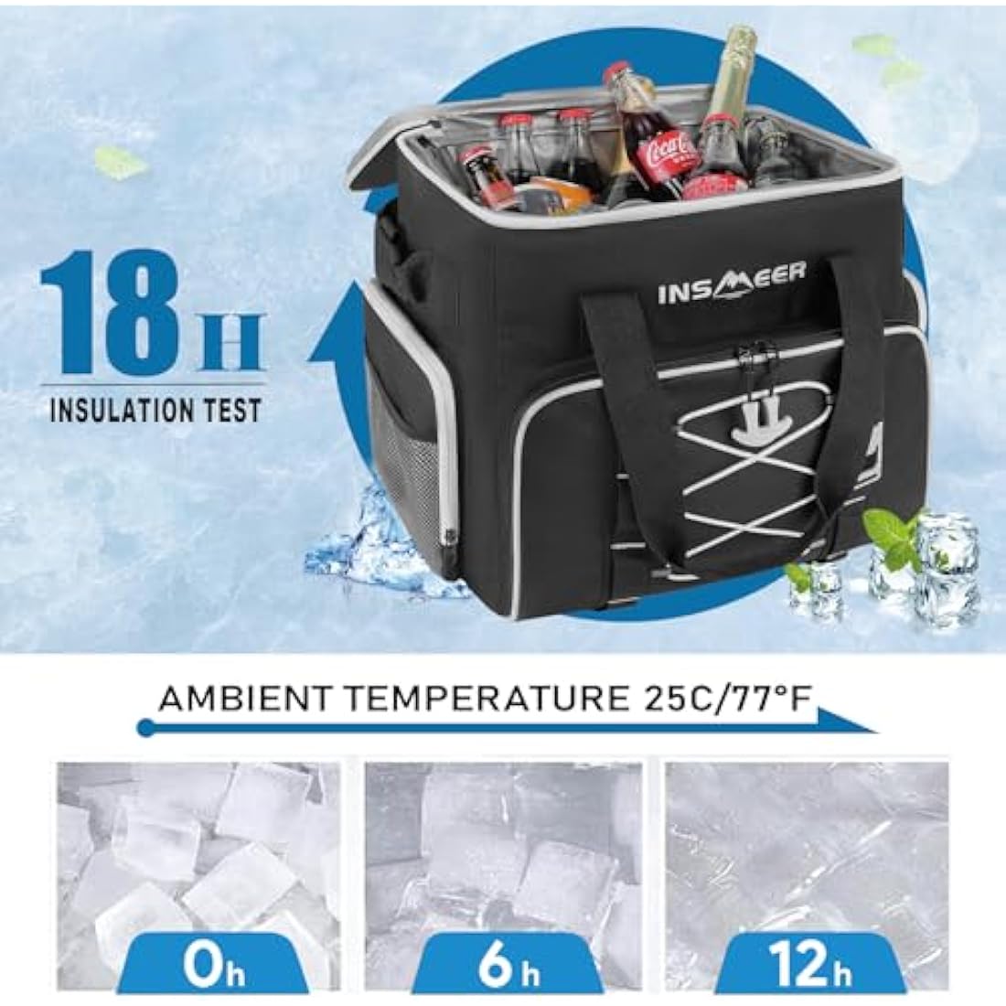 INSMEER 45L Large Insulated Cooler Bag – 55 Can Leak-Proof Foldable Bag