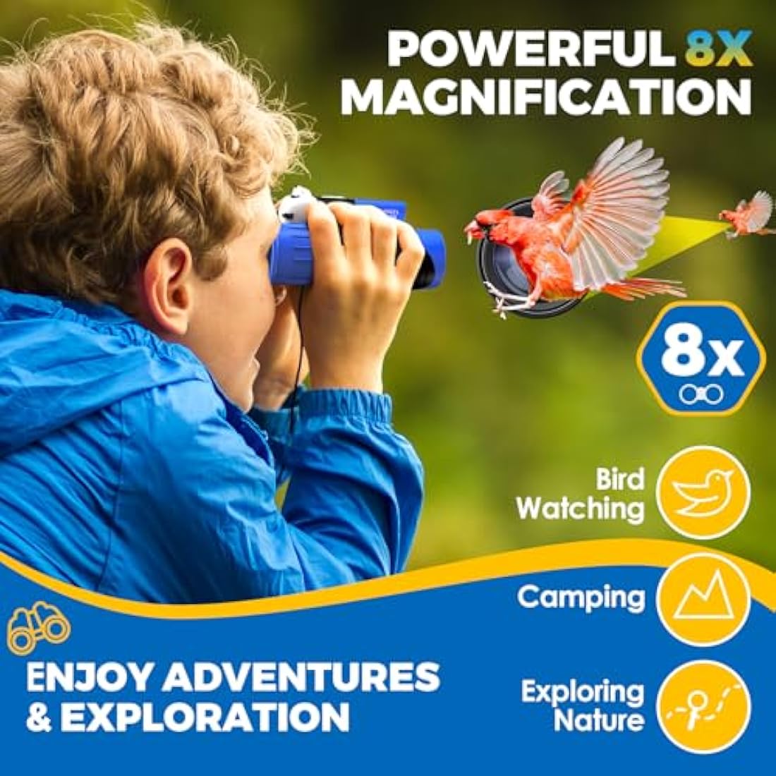 Jolof Store Kids Binoculars 8x21 High-Resolution Real Optics Set
