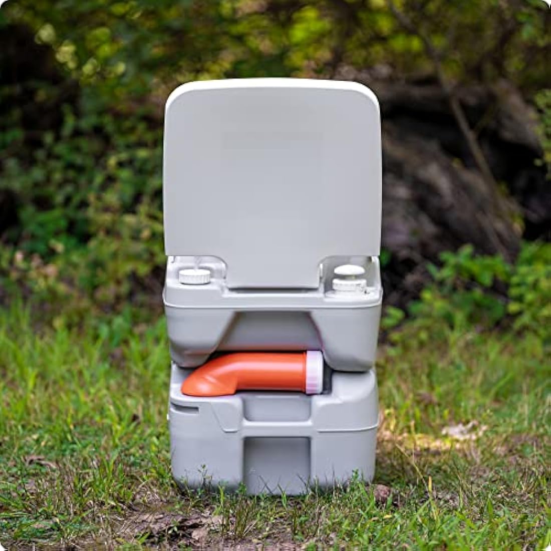 Alpcour Portable Toilet – 5.3 Gallon Camping Commode with Piston Pump Flush