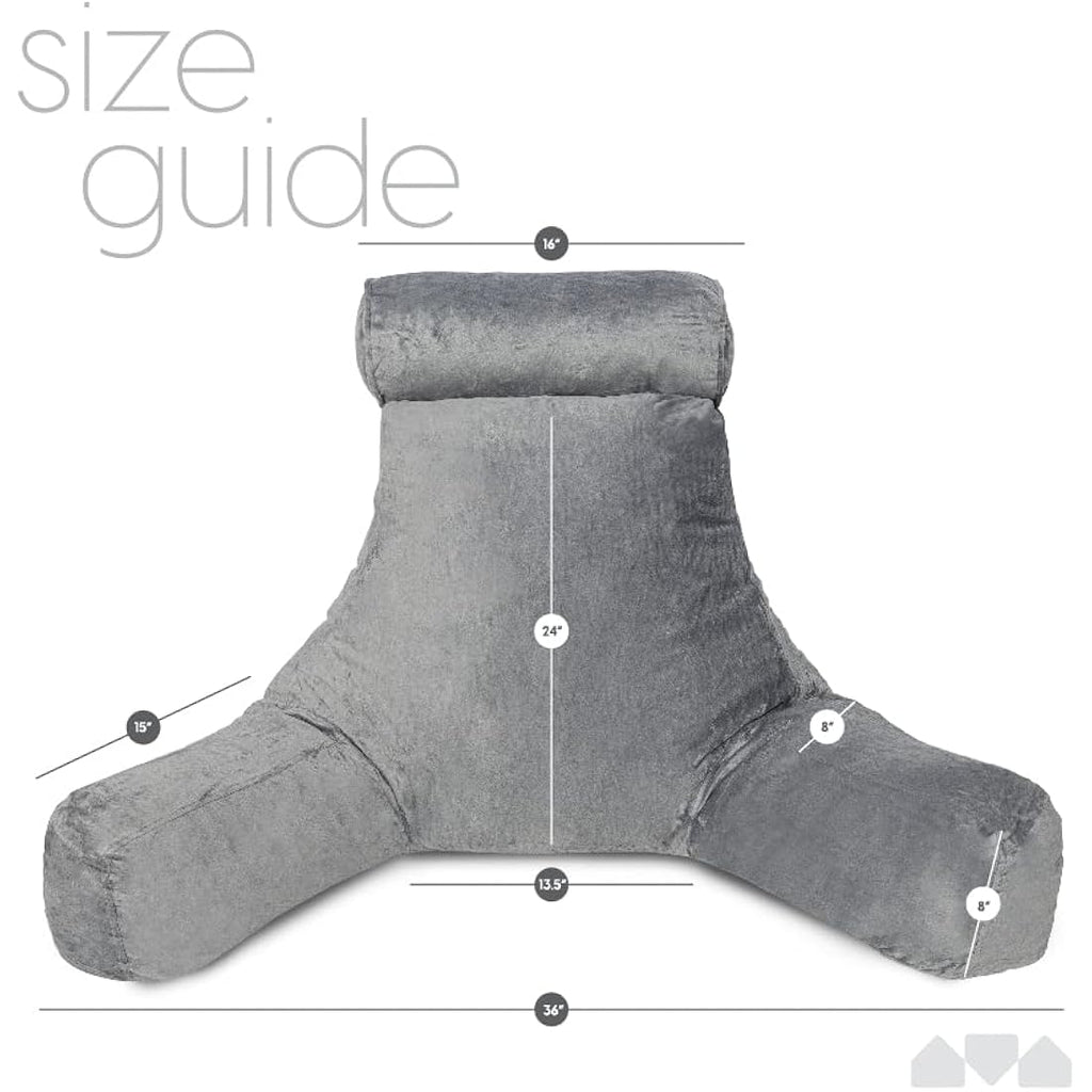 Milliard Reading Pillow XL – Shredded Memory Foam Backrest with Neck Roll