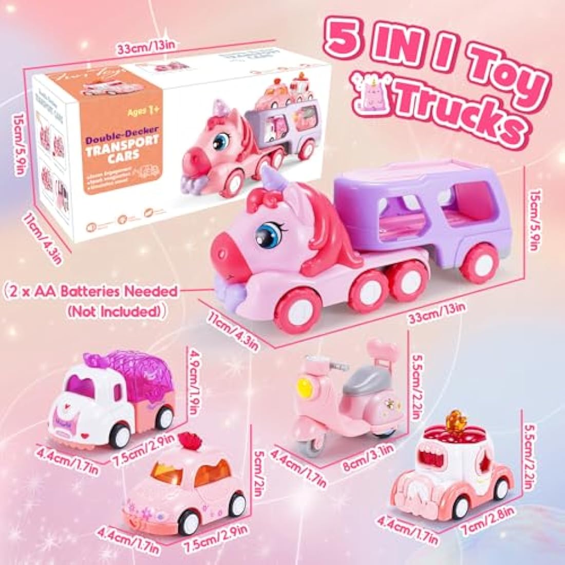 Jolof Store Unicorn 5-in-1 Toddler Toy Truck with Music and Lights