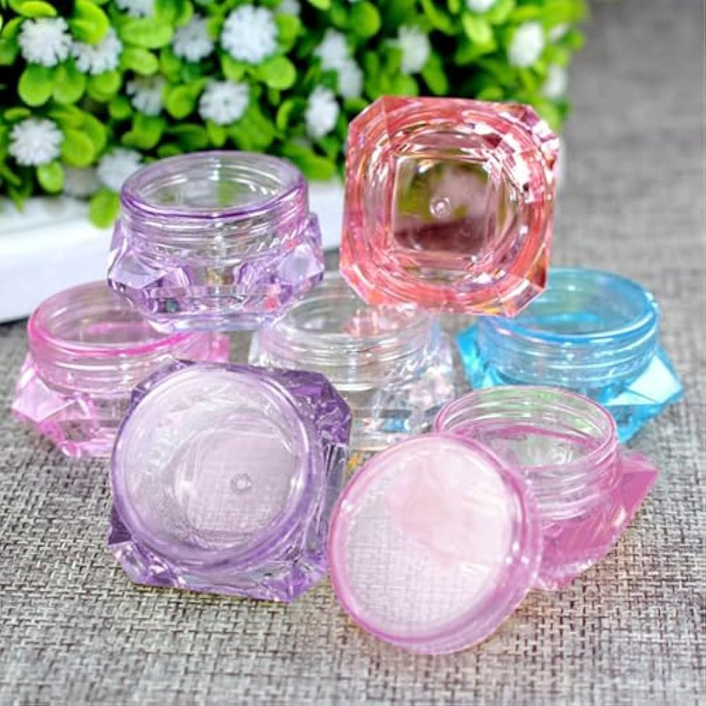 Jolof Store 40-Piece 5ml Diamond Cosmetic Jars with Spatulas - 8 Colors