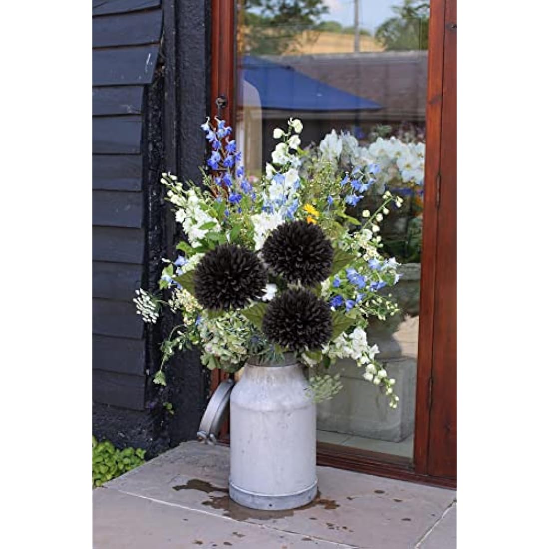Black Artificial Chrysanthemum Silk Flowers – 6 Pcs