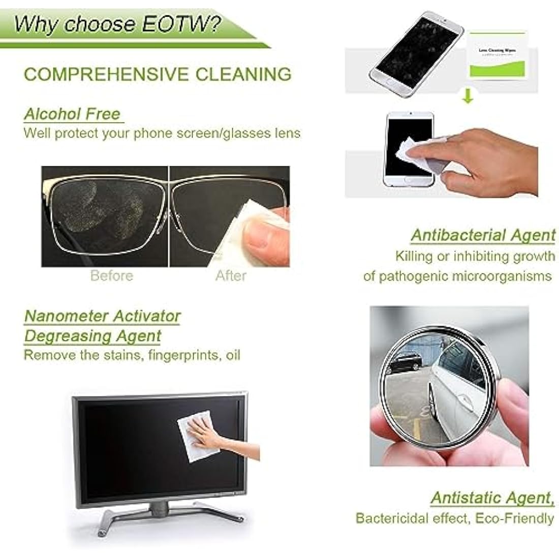 EOTW Screen Cleaner Wipes - 240 Individually Wrapped Electronic Wipes