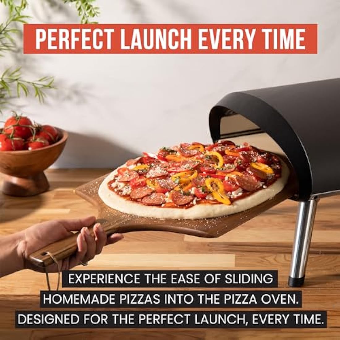 Chef Pomodoro 14-inch Acacia Wood Pizza Peel and Serving Board