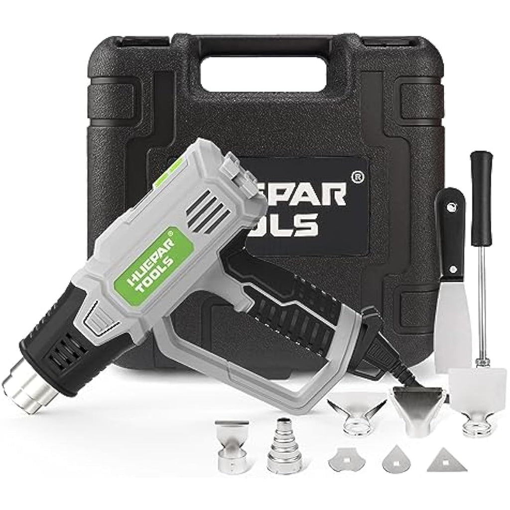 Huepar Tools 2300W Heat Gun - Digital LCD Hot Air Gun Kit with 10 Accessories