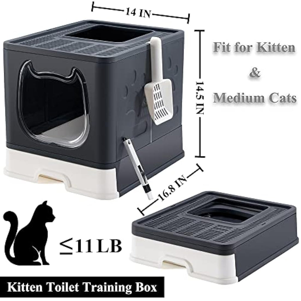 Vealind Top Entry Cat Litter Box with Drawer and 3-Way Locking Door