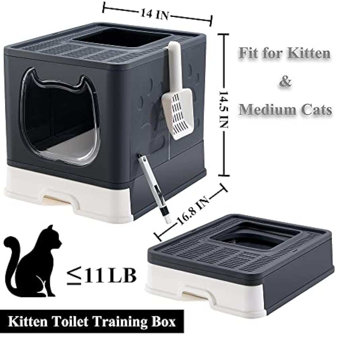 Vealind Top Entry Cat Litter Box with Drawer and 3-Way Locking Door