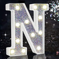 Jolof Store Silver LED Marquee Letter N - Glitter Alphabet Night Light