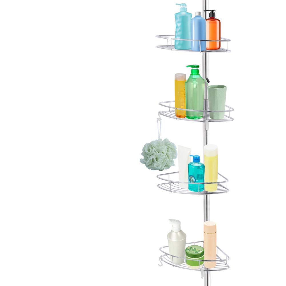 Cocoarm 4-Tier Shower Caddy | Adjustable Corner Shelf Organizer (190-310cm)