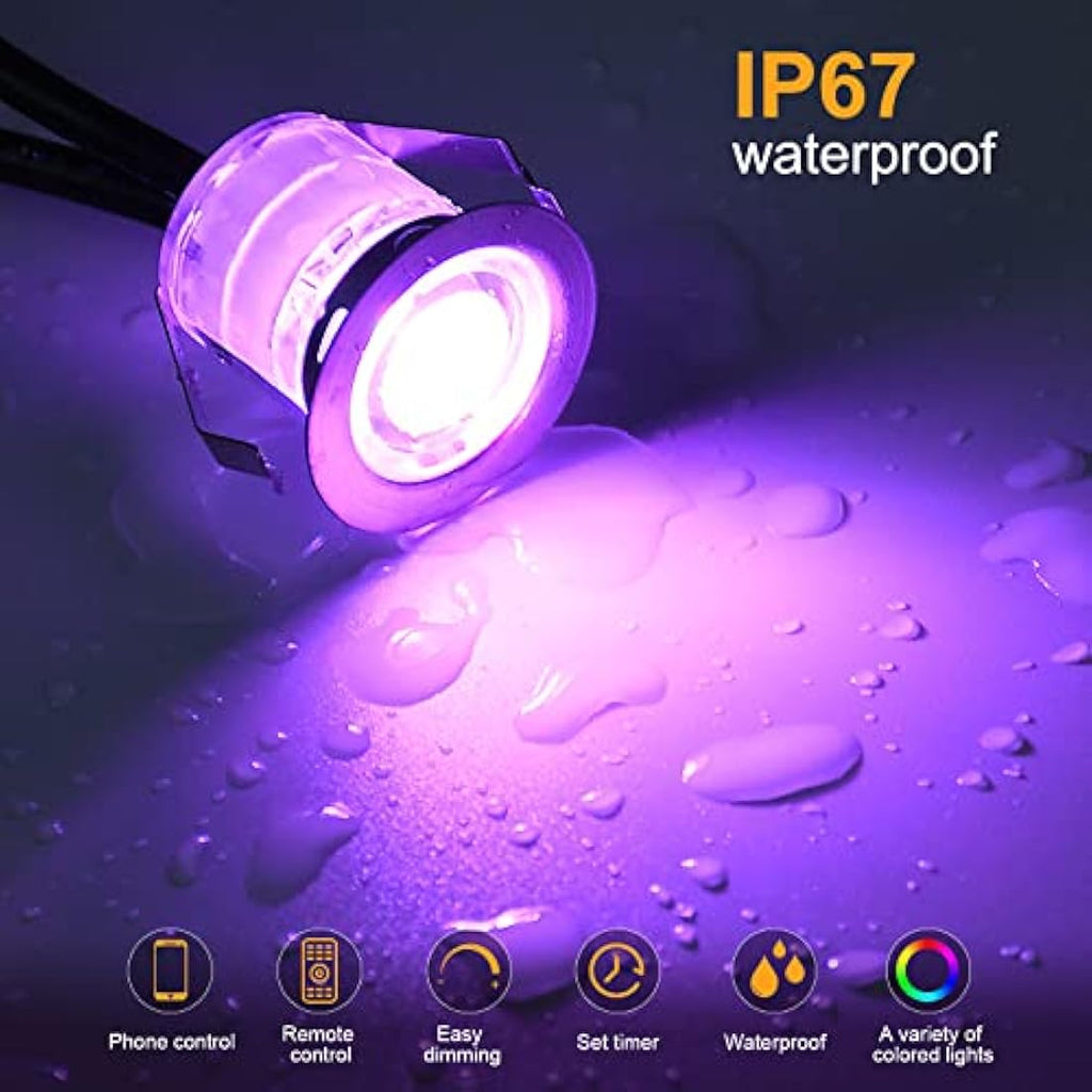 GEYUEYA RGB LED Deck Lights – Bluetooth App Control IP67 Waterproof 20pk