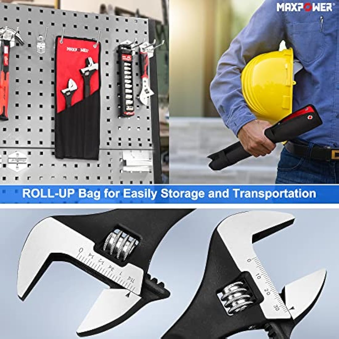 MAXPOWER Adjustable Spud Spanner Set | 2-Piece Chrome Vanadium Wrench Kit