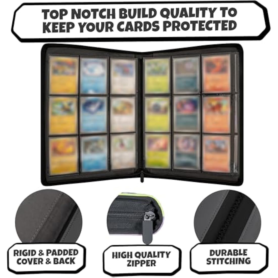 3D Pokemon Card Binder | 9-Pocket PU Leather 360 TCG Album