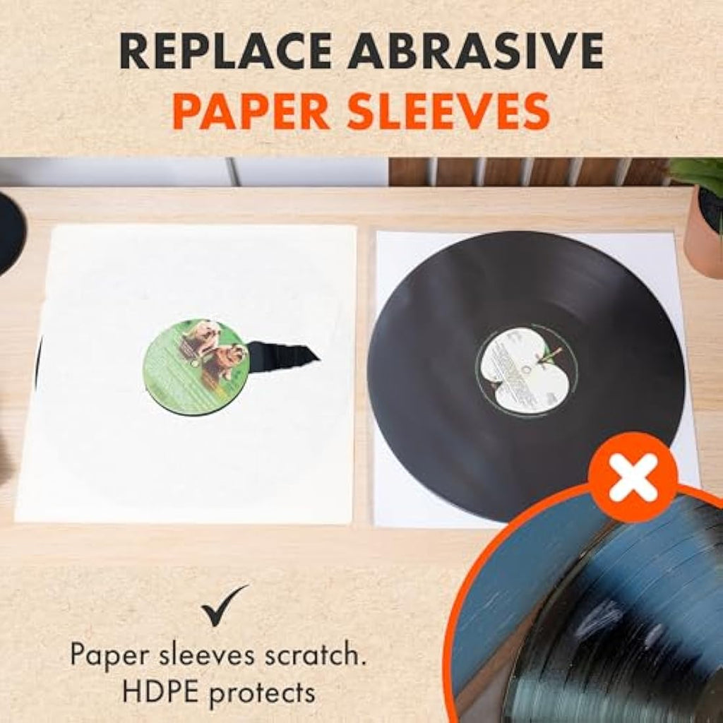 12 Inch Anti-Static Vinyl Record Sleeves - 100 Pack