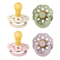 BIBS Boheme Pacifier 4-Pack | Natural Rubber Soother, 0-6 Months