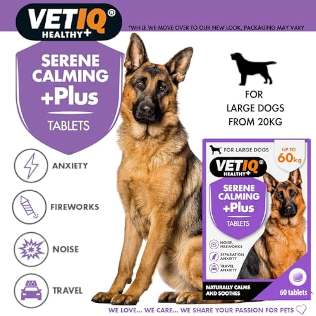 VETIQ Serene Calming Plus+ Tablets for Large Dogs | Anxiety Relief, 60ct