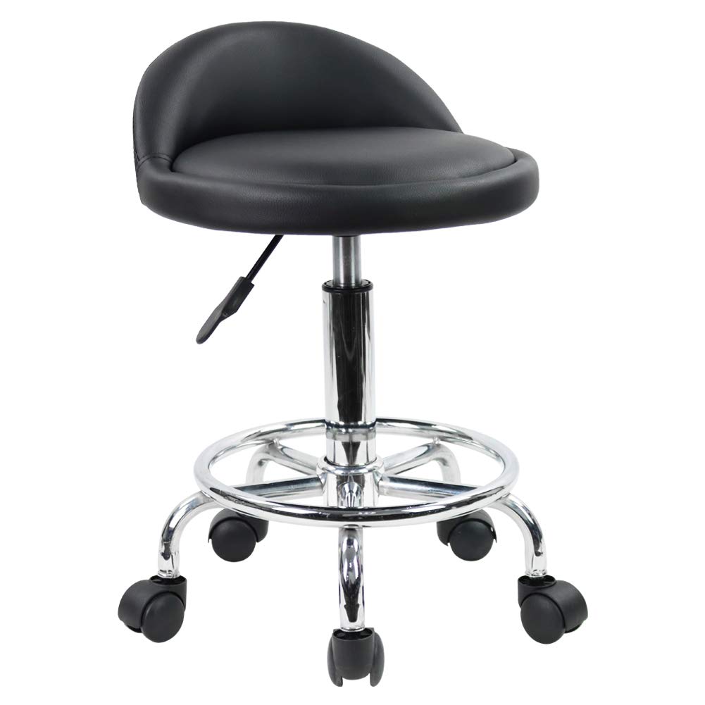 KKTONER PU Leather Rolling Stool – Adjustable Swivel SPA Task Chair
