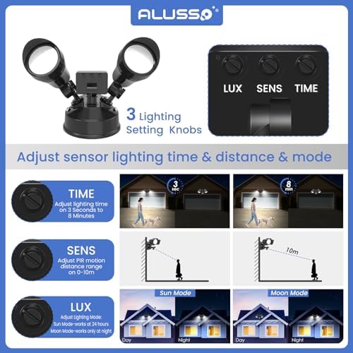ALUSSO LIGHTING 25W LED Security Light | Motion Sensor Outdoor IP54