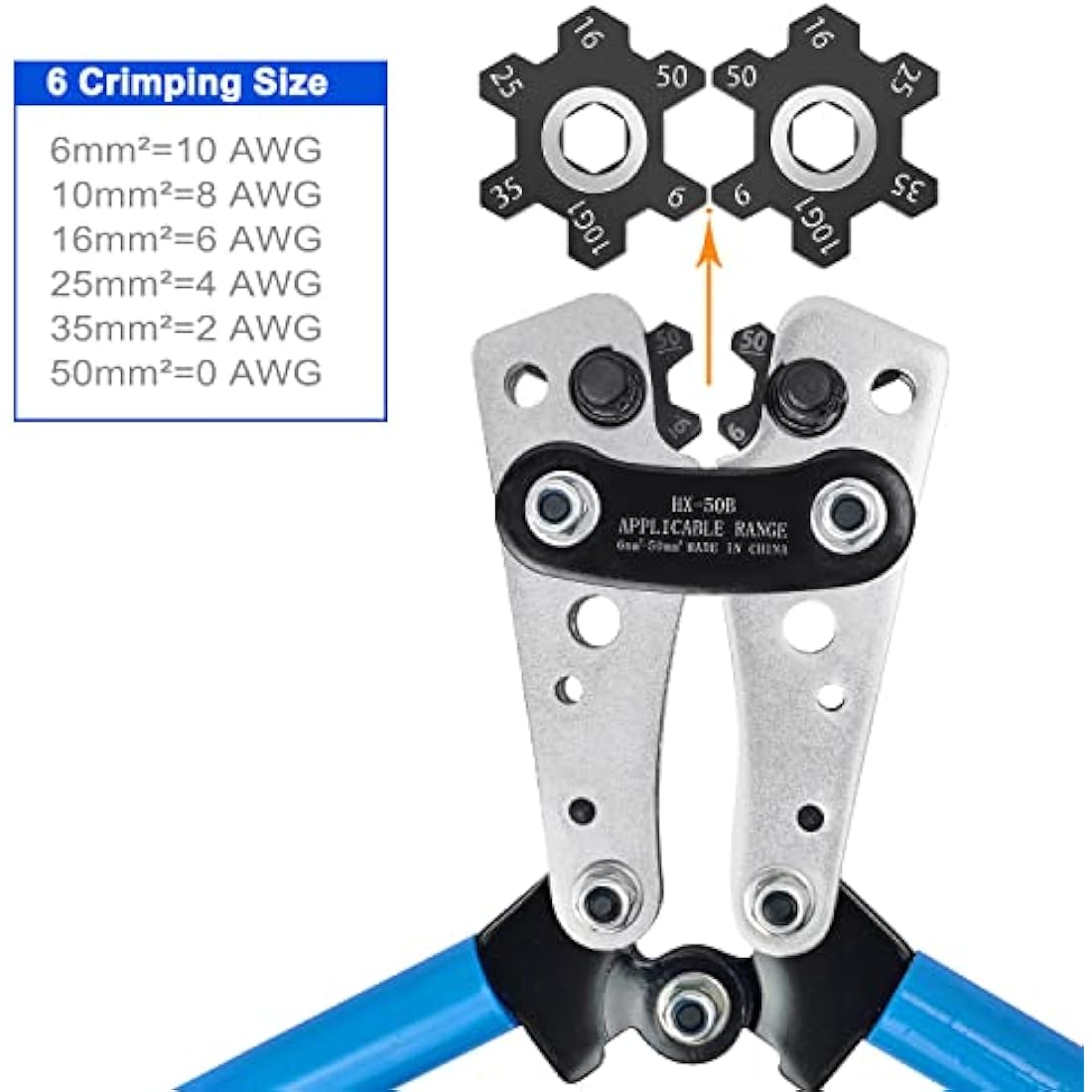 Brileine Battery Cable Crimping Tool Kit with 60PCS Copper Ring Terminals