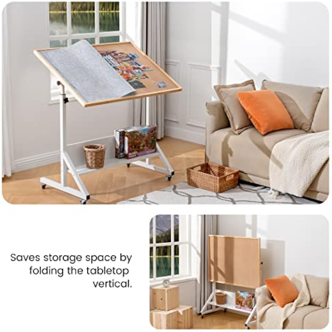 Jolof Store Jigsaw Puzzle Table with Tilting Easel & Wheels - 1500 Pieces