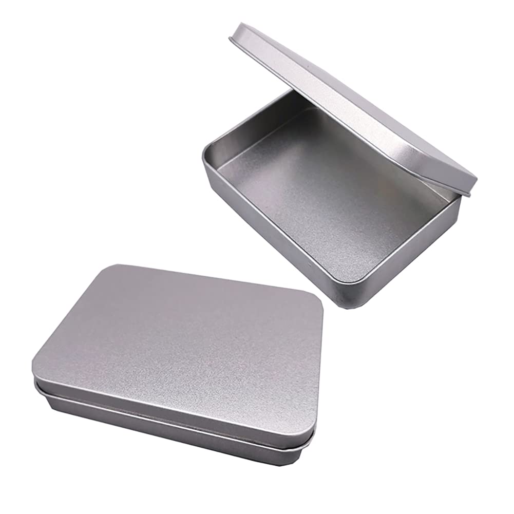 HugeDE 3 Pcs Rectangular Small Empty Hinged Tin Box Mini Storage Containers for Home Jewelry Craft Storage - image 1