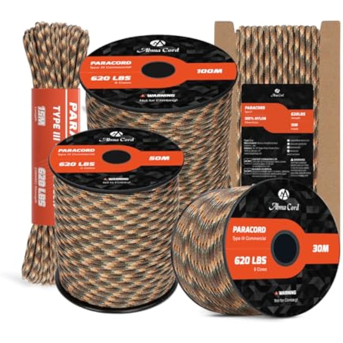 Abma Cord 4mm Type III Nylon Paracord – 9 Strands 100m Hidden Camo
