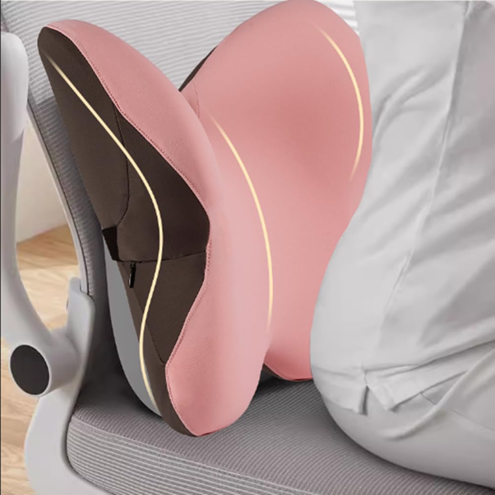 beolur Butterfly Memory Foam Lumbar Support Pillow – Removable Washable Cover, Dual-Core Support for Office & CarGray