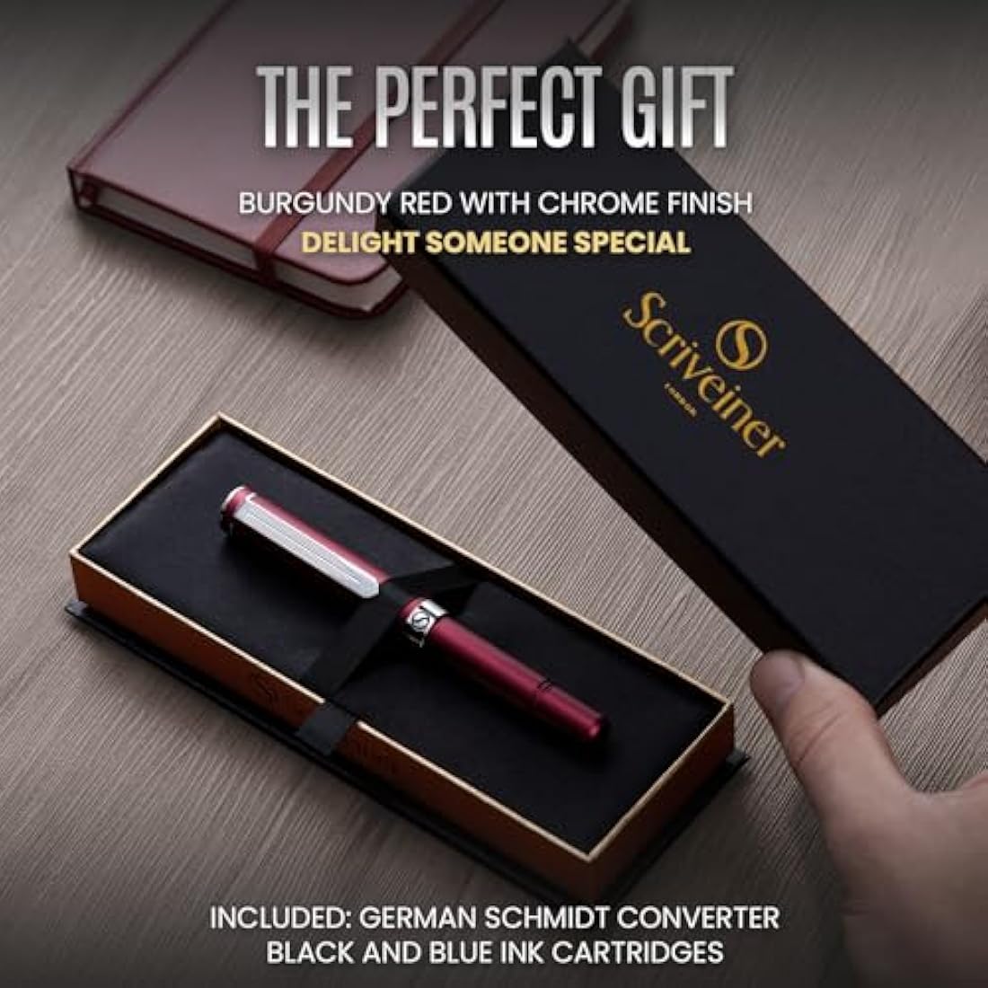 Scriveiner Luxury EDC Fountain Pen – Fine Schmidt Nib, Matt Red Aluminum