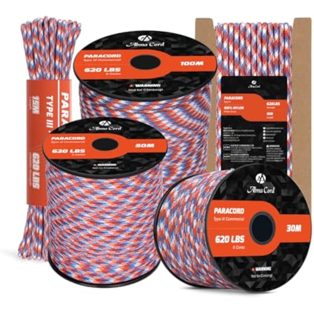 Abma Cord 4mm Type III Nylon Paracord - 9 Strands, 100m Rope - Liberty