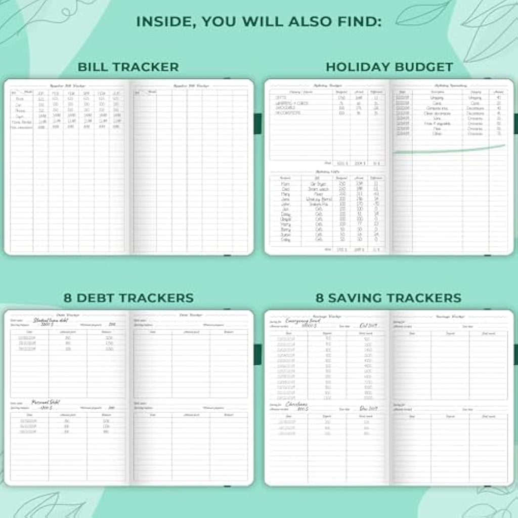GoGirl Budget Planner – Undated Monthly Expense Tracker & Journal, Emerald