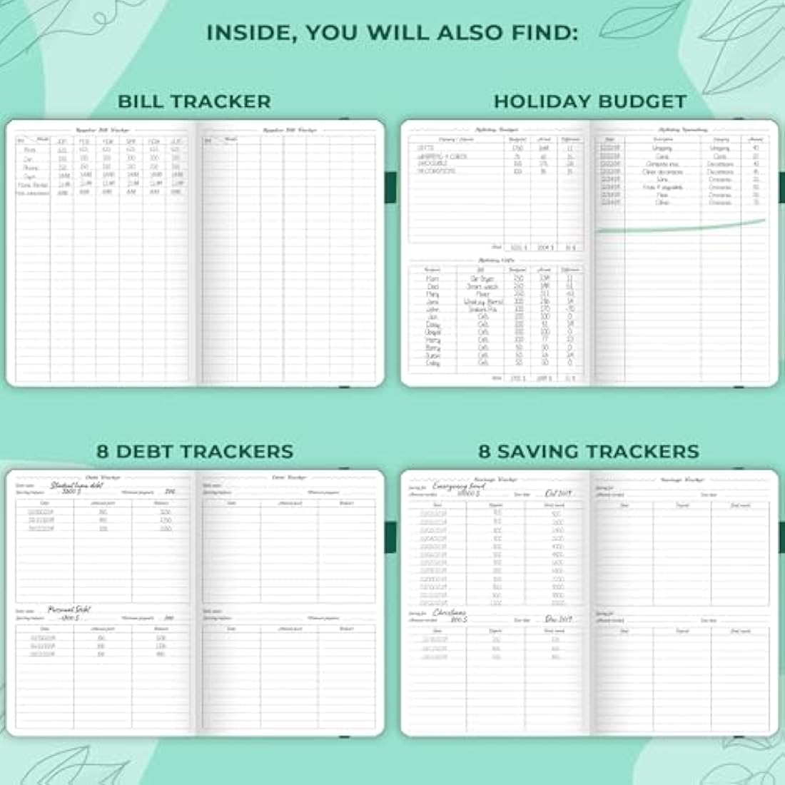 GoGirl Budget Planner – Undated Monthly Expense Tracker & Journal, Emerald